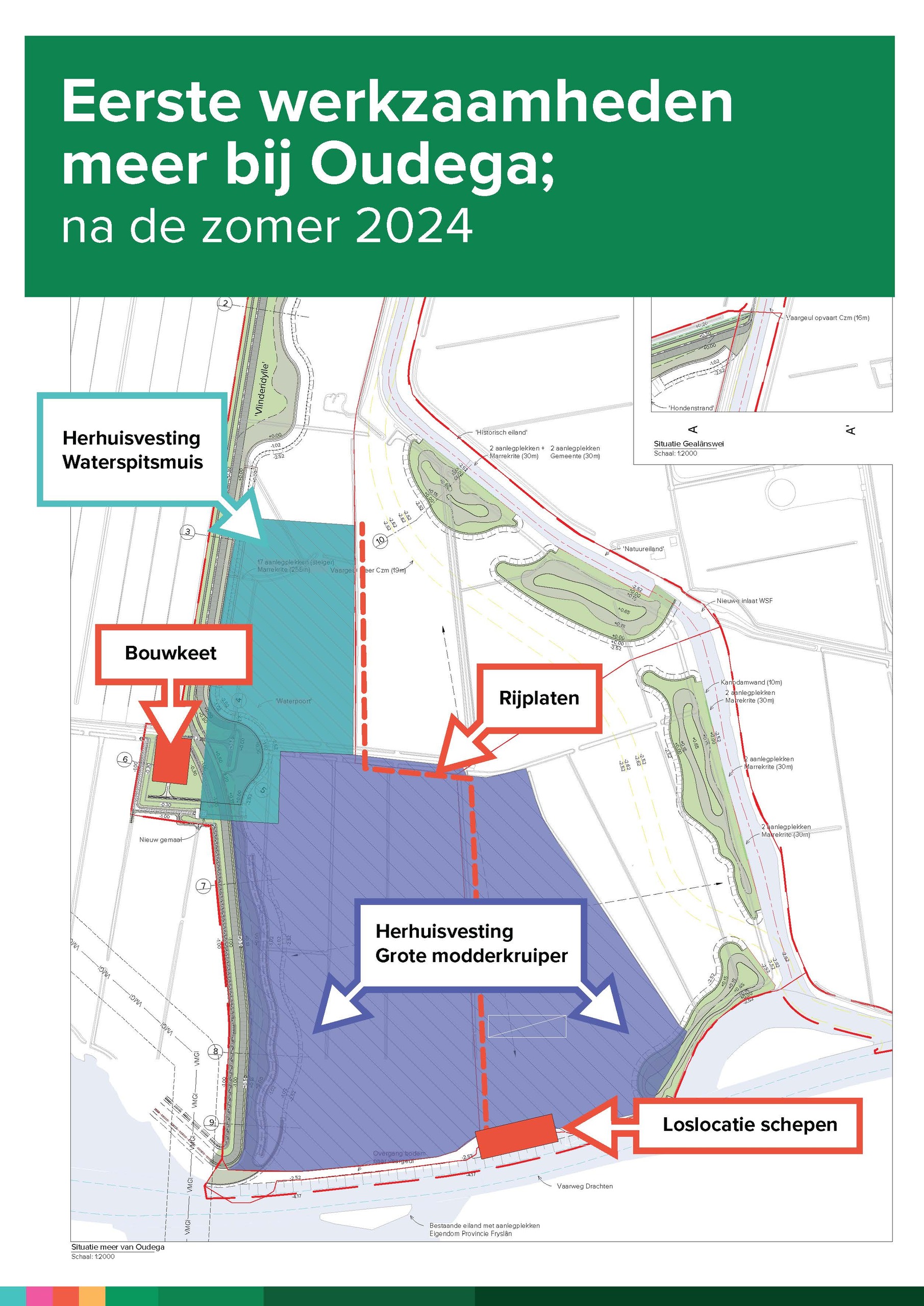 Plattegrond meer Oudega werkzaamheden