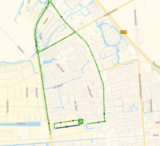 Omleidingsroute Lange West verkeer - augustus 2026