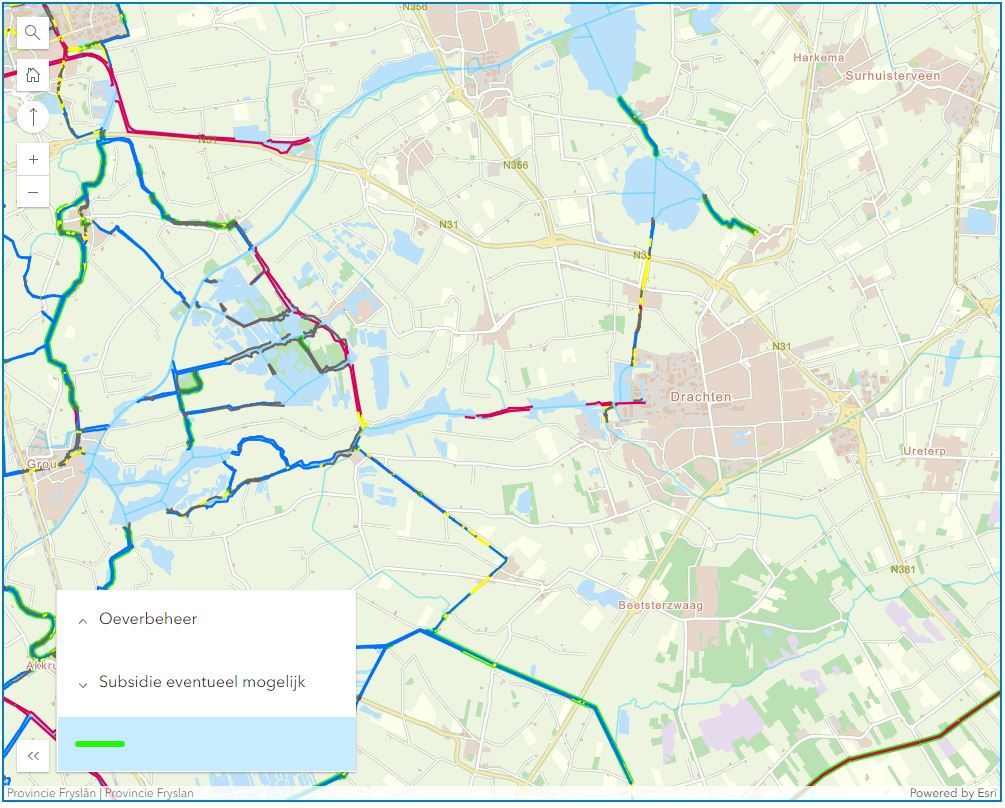 Kaart vaarwegen provincie
